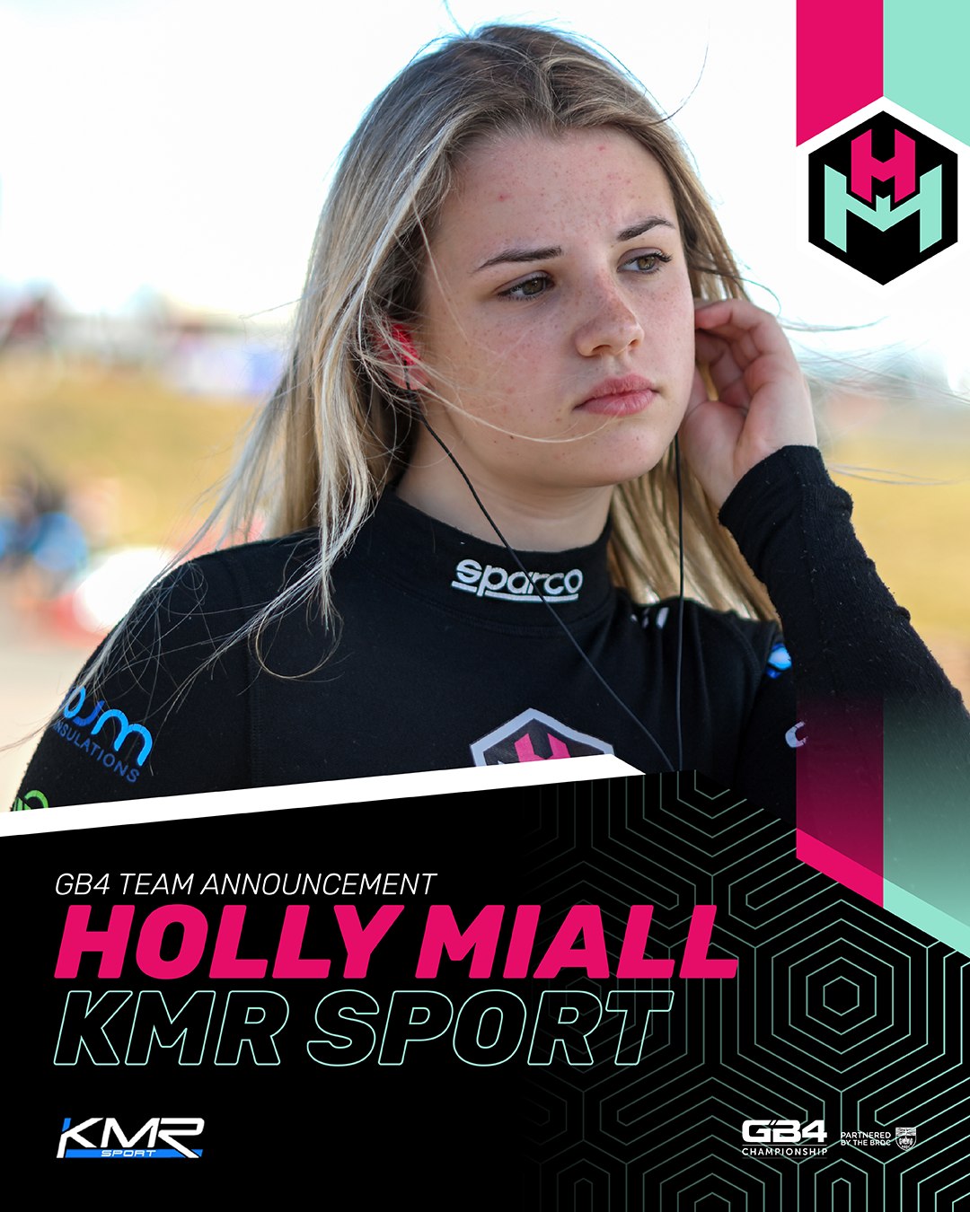 Holly Miall joins KMR Sport announcement graphic